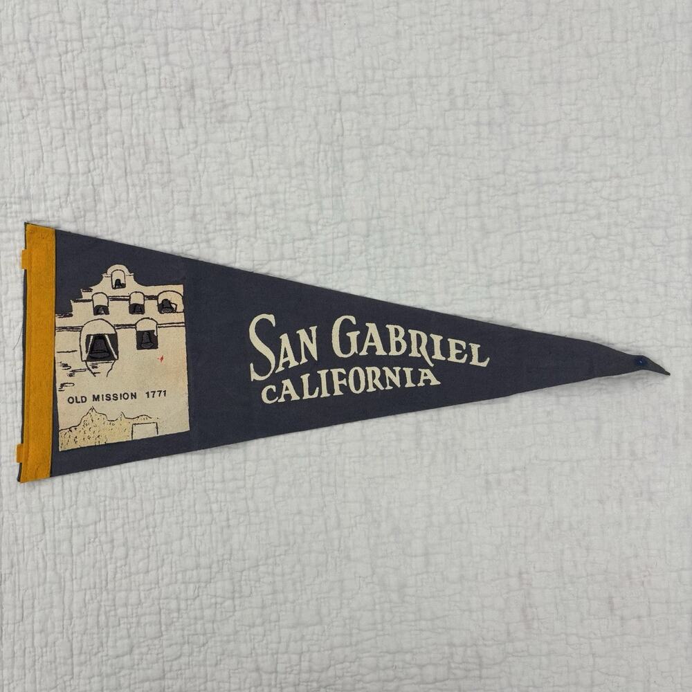 Vintage San Gabriel California Pennant 18” Old Mission 1771
